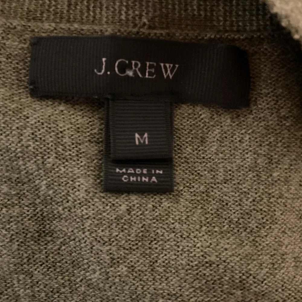 J. Crew Women's V Neck Button Front Long Sleeve Knitted Cardigan Green Sz Medium